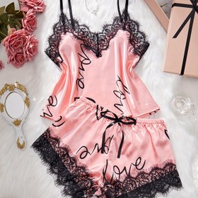 Resim Kadınların Zarif Dantel Detaylı Pijama Takımı - Mavi Saten Kolsuz Üst ve Şort ile Çiçek Desenli Yazlık Pijama, Rahat Kesim, Yumuşak Dokulu, Günlük veya İntim Anlar İçin Mükemmel, Rahat Kesim Pijama | Çiçek Desenli Pijama | Saten Kaplama 
