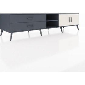 Resim Kronos Tv Ünitesi 2 Raflı 2 Çekmeceli 2 Kapaklı 220x59x51 Antrasit-aytaşı/antrasit Aytası/antrasıt - Antrasıt 