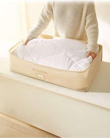 Resim Ocean Home Textile 4'lü Bej Balıksırtı Baza Altı Hurç Set 2 Adet 62 x 46 x 22 / 2 Adet 74 x 46 x 22 cm 