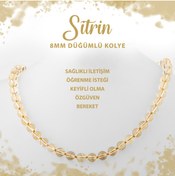 Resim Deniz Doğal Taş Sertifikalı Sitrin 8 Mm Düğümlü Doğal Taş Kolye 