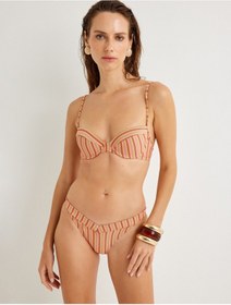 Resim Koton Simli Bikini Altı V Kesim Normal Bel Çizgili Multi Renkli 3sak00048mm Mavi Çizgili 