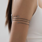 Resim 1 Adet Kadın Minimalist Çoklu Zincirli Metal Açık Bilezik - Düğünler, Partiler & Günlük Kıyafetler için Şık Örgülü Tasarım, Dayanıklı Metalik Yüzey, Yıl Boyu Kullanılabilir Takı, Düğün Aksesuarı, Parti Takısı, Zarif Kol Aksesuarı 
