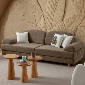 Resim Eymense Aries Yataklı Sandıklı Üçlü Koltuk Kahverengi 