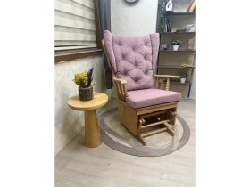 Resim Asedia Mama Puflu Naturel Anka Pembe Minderli Sallanan Sandalye Emzirme Koltuğu 