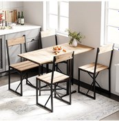 Resim Katlanır 4 Kişilik Mutfak Masa Sandalye Takımı Çam 1415 