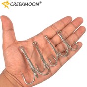 Resim 10 Adet Kutulu 4x Güçlendirilmiş Ekstra Büyük Derin Deniz Üç Kanca Deniz Balıkçılığı Yüksek Karbon Çelik, Creekmoon 