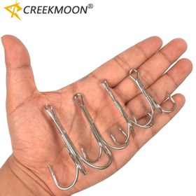 Resim 10 Adet Kutulu 4x Güçlendirilmiş Ekstra Büyük Derin Deniz Üç Kanca Deniz Balıkçılığı Yüksek Karbon Çelik, Creekmoon 