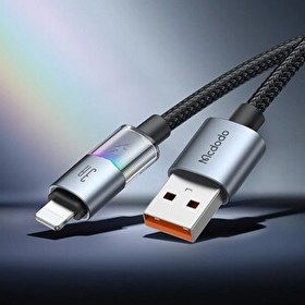 Resim Mcdodo CA-8170 USB iPhone 3A 7 Renkli LED Işıklı Şarj Data Kablosu 