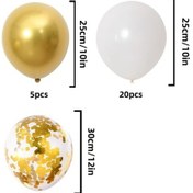 Resim Gaojunshop01 30 Adet Altın Beyaz Balon Paketi Parti Dekorasyonu Doğum Günü Düğün Beyaz Altın 