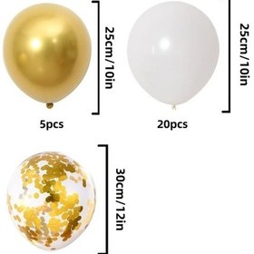 Resim Gaojunshop01 30 Adet Altın Beyaz Balon Paketi Parti Dekorasyonu Doğum Günü Düğün Beyaz Altın 