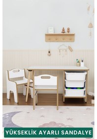 Resim 3 Çekmeceli Aktivite Masası Çocuk Masa Sandalye Seti Oyuncak Dolabı - 2 Sandalyeli Çok Renkli 