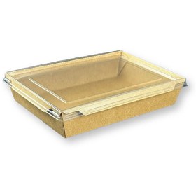 Resim Home 50 Adet Kapaklı Kraft Yemek Kabı Lunch Box 2100ML 