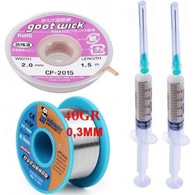 Resim Soldering Wıre 63 Sn-37 Pb Lehim Teli 40 Gr. 03 Mm Flux Lehim Toplama Lehim Emme Fitili 2,0mm Seti 3in1arada St01 