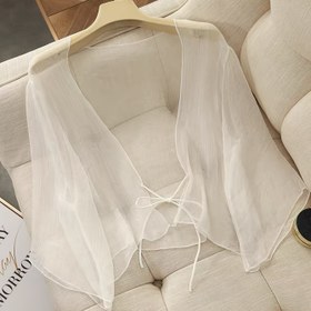 Resim Kadınlar için Şık Yaz Şifon Kimono Örtüsü - Önü Bağlamalı, Hafif, Şeffaf Hırka & Zil Kollu, Düz Renk 