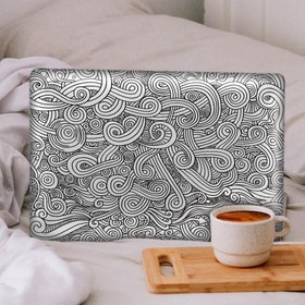 Resim Siyah Beyaz Karmaşık Doodle Notebook Sticker, Laptop sticker,, Hp Sticker, Asus Sticker, 15.6 inç Sticker 