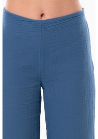 Resim Eliş Şile Bezi Sardunya Beli Lastikli Müslin Pantolon İndigo İndg-indigo İndigo 