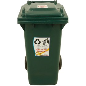 Resim Sağlam Plastik Çöp Ve Atık Konteyneri 120 lt Tekerlekli Eko 