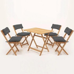 Resim Meya Dekor MYB08 Bistro Set 4+1 60x80 Minderli Katlanabilir Masa Sandalye Takımı Antrasit 