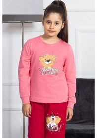 Resim Vienetta Kız Çocuk O Yaka Manşetli Pijama Takım 4027P,3-7 Yaş 