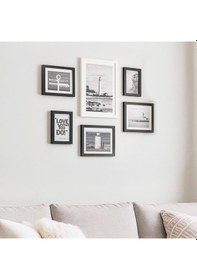 Resim Porsima Dhz90055 Renkli Ahşap Modern Dekoratif 6 Parça Fotoğraf Çerçevesi Masa Duvar Fotoğraf Çerçevesi 