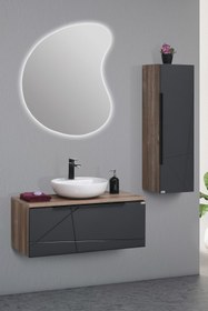 Resim Tekoplus Thin Gri Banyo Dolabı Takım 90 cm Antrasit 