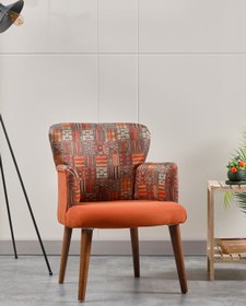 Resim Model Concept Berjer Koltuk-cafe-ofis-balkon-teras-bahçe-kiremit desen kumaş-kahverengi ayak 