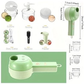 Resim Globalbloom Hotu 4ü1 Arada Yeşil Kablosuz Mutfak Robotu 800mah Meyve Sebze Et Öğütücü 