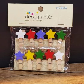 Resim Yıldız Tasarımlı Mini Fotoğraf Mandalları 