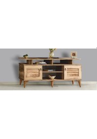 Resim 2 Kapılı Çam Pasifik Panjurlu Tv Sehpası Çam 