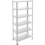 Resim RafBurada 6 Katlı Galvaniz Çelik Raf - Depo, Arşiv, Kiler, Dosya, Market Rafı 59x75 Cm-200 Cm-1.50 Mm 