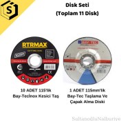 Resim Taşlama Seti 10ADET Inox Metal 1AD Çapak Alma Taşı 