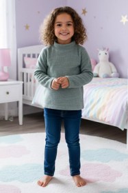 Resim Kız Çocuk Kendinden Desenli Body Bluz Haki TZL-P-00020056 