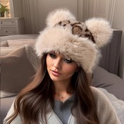 Resim Kadınlar İçin Plüş Pelş Faux Fur Şapka ile Ayı Kulakları - Sıcak, Şık Örgü Beanie Kış, Noel Hediye Fikri, Coşkulu Tatil Şapka | Şık Kış Şapka | Örgü Yapısı, Kış Şapka 