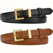 Resim 2 adet LCG LUCHENGYI Kadın Kemerleri, Günlük Kullanım ve Hafta Sonu Giyim için Altın Kare Tokalı, Hafif Vücut, Non-Textile Dokuma, Günlük Tarz 