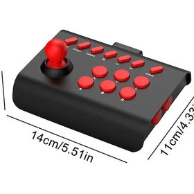 Resim Siyahkırmızı-kablosuz Joystick Denetleyici Arcade Dövüş Oyunu Dövüş Çubuğu Bluetooths Uyumlu Usb Oyun Joystick Ps3 