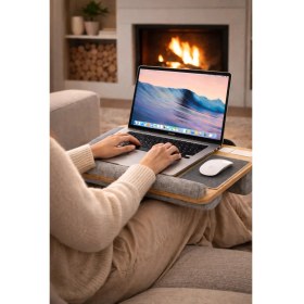 Resim Hodbehod Portatif Laptop Sehpası Tablet Bölmeli Yastıklı Notebook Masası 