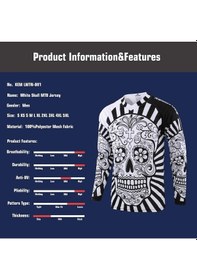 Resim Novahub Beyaz-siyah Uzun Kollu Mtb Jersey, Hızlı Kuru Spor Motokros Forması, Beyaz Kafatası, Bmx Bisiklet Ürünü Siyah 