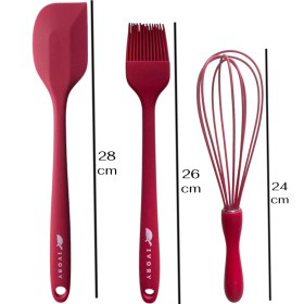 Resim Multiamo Isıya Dayanıklı Silikon Büyük Boy Tatlı-Pasta Hazırlık Seti Sivri Spatula/yumurta Fırçası/çırpıcı 