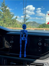 Resim İskelet Ayna Süsü Mavi Araba Süsü 