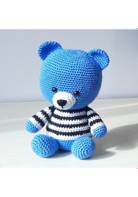 Resim Amigurumi Örgü Oyuncak Ayı Mavi 