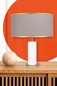 Resim MİNİMAL E-TİCARET & BİLGİ TEKNOLOJİLERİ Maxi Beyaz - Gold Abajur (Vizon BEJ) 