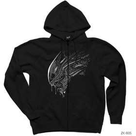 Resim Predator Siyah Fermuarlı Kapşonlu Sweatshirt - 2XL / Siyah 