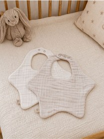Resim lalin Bebek Önlüğü 8 Katlı Yıldız Desen 2'li Set 