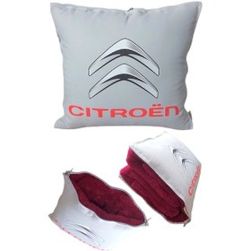 Resim Cıtroen Baskılı Battaniyeli Yastık Opsiyonel Kırlent 