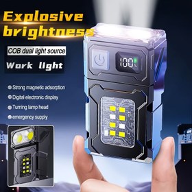 Resim 1 adet Çok Fonksiyonlu Mini Fener, USB Şarj Edilebilir Anahtarlık Işığı, Üstten Dönebilen Elde Taşınabilir Fener, Arka Klipsli Manyetik Fonksiyonlu Balıkçılık Işığı 