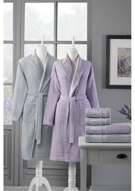Resim Özdilek Dory Aile Bornoz Seti Lila-gri Lila 