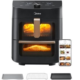 Resim Midea 11L Çift Bölmeli Airfryer Fırın, Cam Pencereli, 10 Fonksiyonlu, Wi-Fi, Alexa Uyumlu 