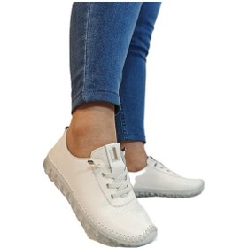 Resim Voyager 9050 Beyaz Hakiki Deri Şeffaf Taban Bayan Ayakkabı Beyaz 