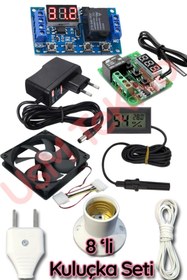 Resim usmtekno 8 Li Set Kuluçka Makinesi Termostadı,zaman Modülü ,kuluçka Fanı, Kuluçka Nem Ölçer, Adaptör 