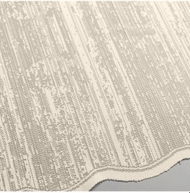 Resim Taç Kalın Çizgili Örme Tül Perde - Ekru 